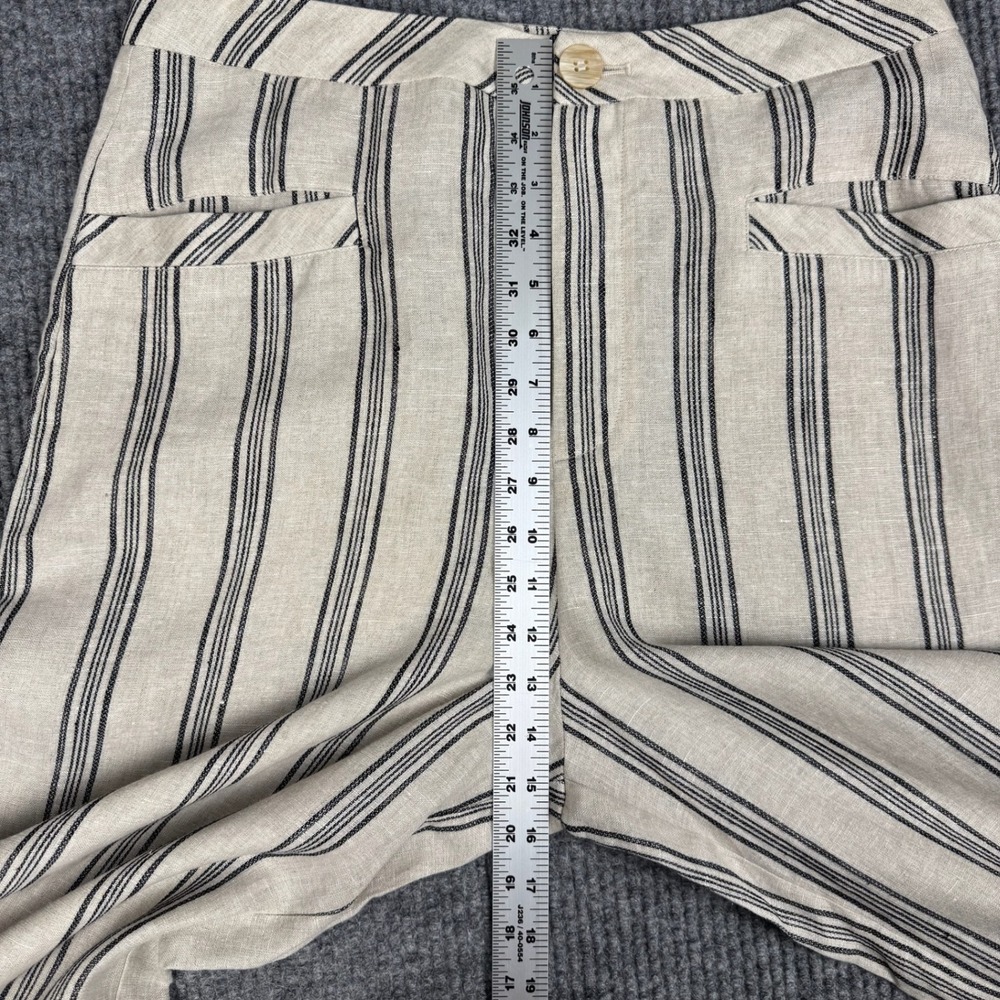 mare mare Pants Womens L Anthropologie 100% Linen Striped Wide Leg High Rise - Picture 8 of 10